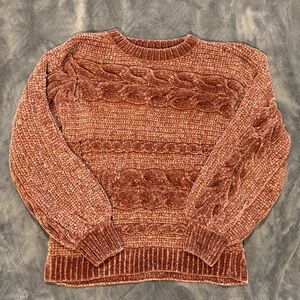 “Pink Rose” Dusty Rose Cable Knit Sweater